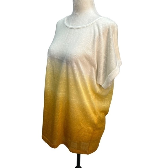 NWT😍SOYA Concept White Yellow Ombre Short Sleeve T-Shirt Size L - Picture 4 of 10